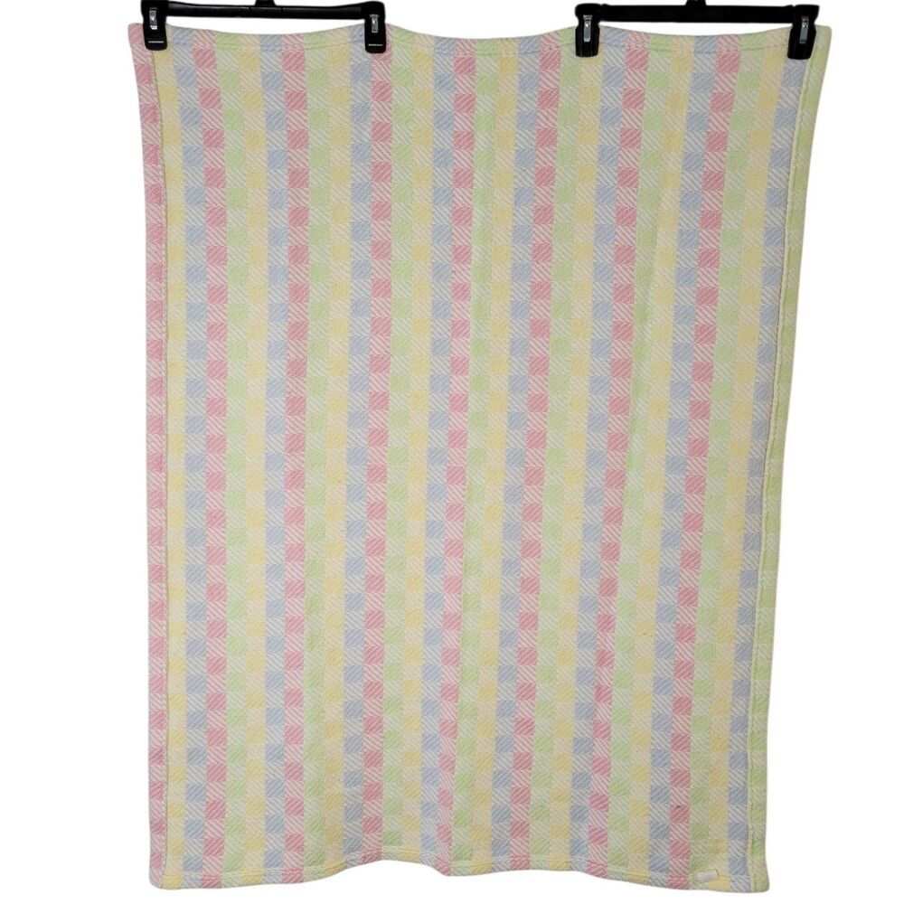 Brahms Mount Baby Blanket Pastel Plaid Rainbow Woven Cotton Hopscotch USA Thick
